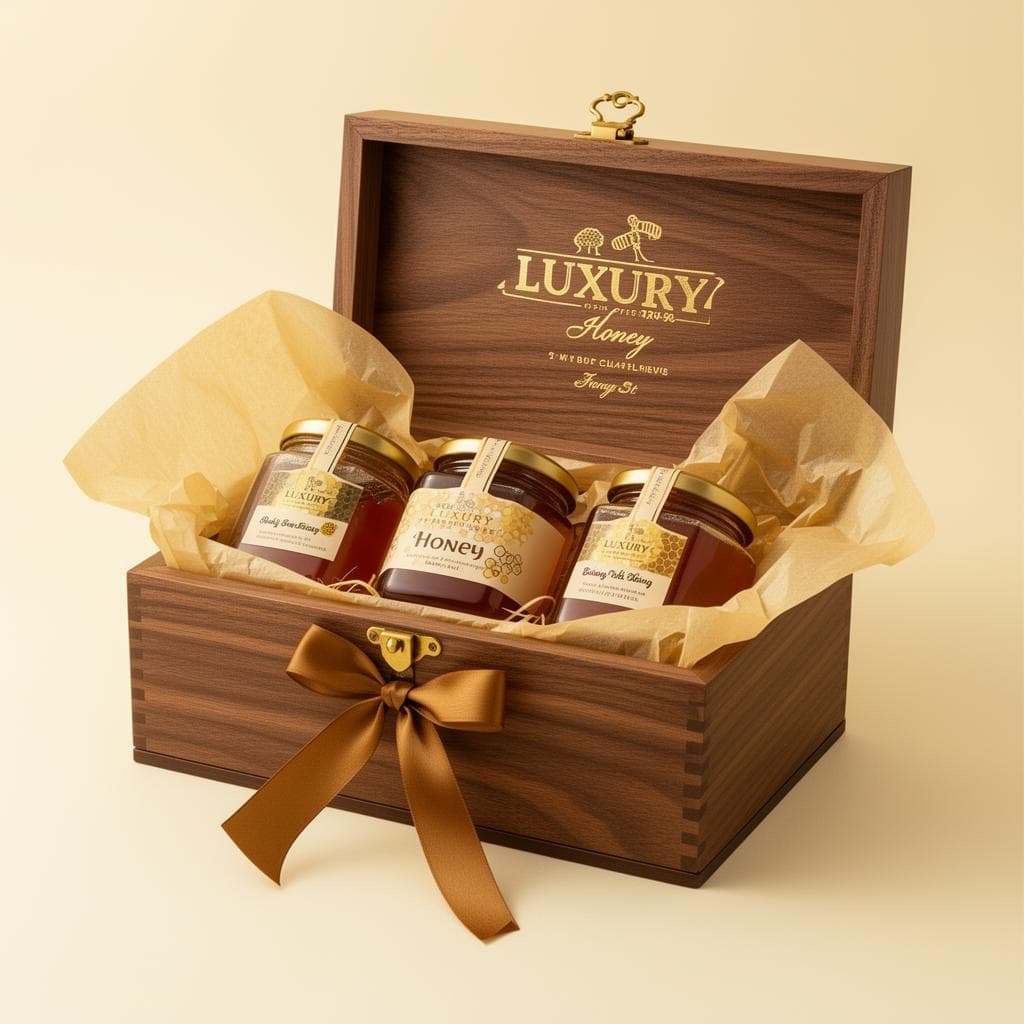 NectaBee luxury honey gift box with premium packaging for corporate and personal gifting